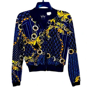Nicki Minaj Chain Print Cropped Zip Up Jacket Sz XS